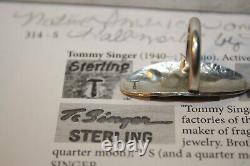 Very Early Tommy Singer Sterling Silver Turquoise Coral Chip Peyote Bird Ring