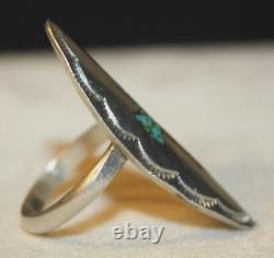 Very Early Tommy Singer Sterling Silver Turquoise Coral Chip Peyote Bird Ring