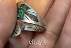 Very Early Tommy Singer Sterling Silver Turquoise Coral Peyote Rain Bird Ring