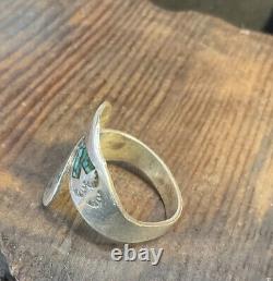 Very Early Tommy Singer Sterling Silver Turquoise Coral Peyote Rain Bird Ring