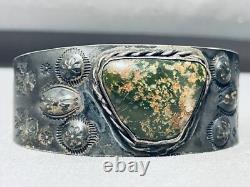Very Early Vintage Navajo Cerrillos Turquoise Sterling Silver Bracelet
