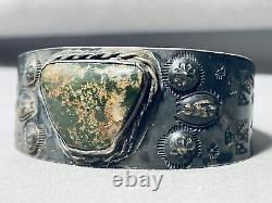 Very Early Vintage Navajo Cerrillos Turquoise Sterling Silver Bracelet