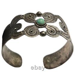 Very Early Vintage Navajo Cerrillos Turquoise Sterling Silver Bracelet