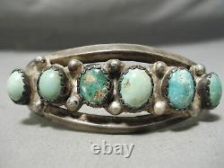 Very Early Vintage Navajo Cerrillos Turquoise Sterling Silver Bracelet Old