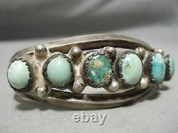 Very Early Vintage Navajo Cerrillos Turquoise Sterling Silver Bracelet Old