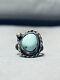 Very Early Vintage Navajo Natural Turquoise Sterling Silver Ring Old