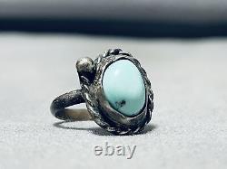 Very Early Vintage Navajo Natural Turquoise Sterling Silver Ring Old