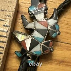 Very Early Zuni Rainbow Man Slide Bolo Tie Unsigned Beautiful