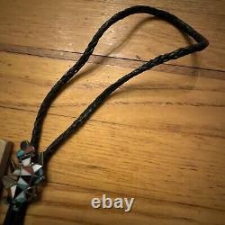 Very Early Zuni Rainbow Man Slide Bolo Tie Unsigned Beautiful