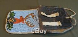 Very Fine Early 1900 Native American Nez Perce Beaded Hardened Leather Pouch