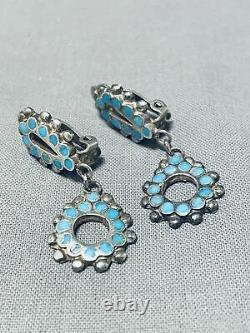 Very Rare Early 1900's Vintage Zuni Turquoise Sterling Silver Earrings