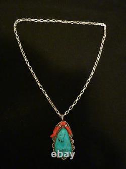 Very Rare Vintage Thomas Singer Early Hallmark Turquoise/coral Necklace