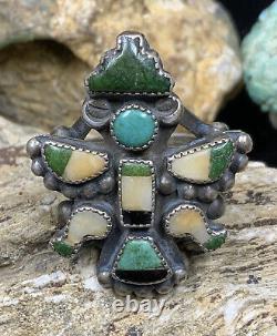 Very Rare! Zuni Leekya Deyuse Sterling Silver & Turquoise Knifewing Ring