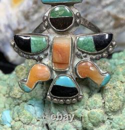 Very Rare! Zuni Leekya Deyuse Sterling Silver & Turquoise Knifewing Ring