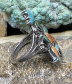 Very Rare! Zuni Leekya Deyuse Sterling Silver & Turquoise Knifewing Ring