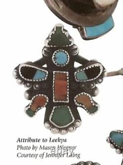 Very Rare! Zuni Leekya Deyuse Sterling Silver & Turquoise Knifewing Ring