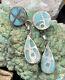 Vintage, 1940's Native American Sterling Silver & Turquoise Inlay Zuni Earrings