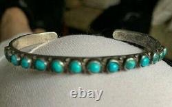 Vintage 1950's/early 60's Native American Sterling & Turquoise Bracelet