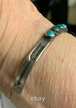 Vintage 1950's/early 60's Native American Sterling & Turquoise Bracelet