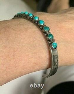 Vintage 1950's/early 60's Native American Sterling & Turquoise Bracelet