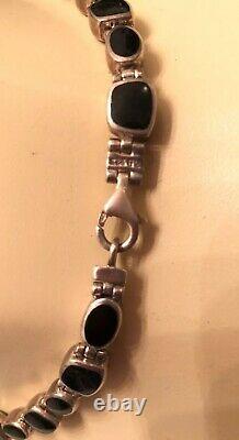 Vintage 925 STERLING BLACK ONYX One Side & OPAL On The Other Necklace 16