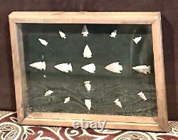 Vintage Antique Early Native Americans Spear ARROWHEAD DISPLAY Framed Old