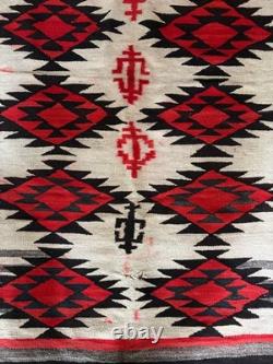 Vintage Antique Early Navajo Rug Native American Large Hand Made Red 76 x 54