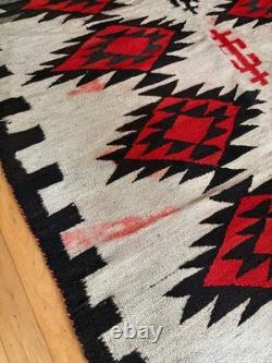 Vintage Antique Early Navajo Rug Native American Large Hand Made Red 76 x 54