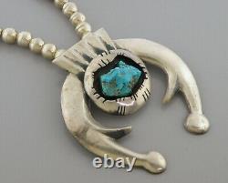 Vintage Beautiful Early Navajo Sterling Silver Nugget Turquoise Necklace