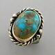 Vintage Beautiful Early Navajo Sterling Silver Turquoise Ring