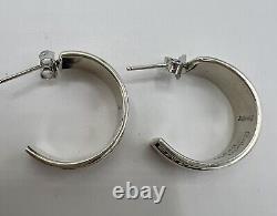 Vintage Calvin Begay Early Geometric Sterling & 14k Gold Overlay Hoop Earrings