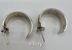 Vintage Calvin Begay Early Geometric Sterling & 14k Gold Overlay Hoop Earrings