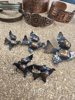 Vintage Copper Jewelry Lot Cuff Southwestern And Other