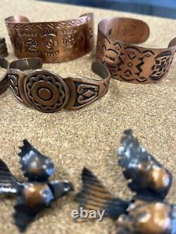 Vintage Copper Jewelry Lot Cuff Southwestern And Other