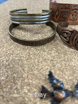 Vintage Copper Jewelry Lot Cuff Southwestern And Other