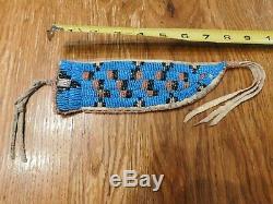 Vintage Early 1900's Native American Sioux Beaded Leather Knife Sheath