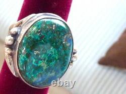 Vintage Early 50's Navajo Native American Size 12 Men's Sterling Turquoise Ring