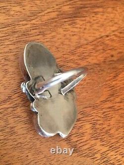Vintage Early 70's Navajo Silver Mother Of Pearl Huge Alex Begay Ring
