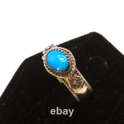 Vintage Early 80's Navajo Sterling Silver Blue Turquoise Cab Ring