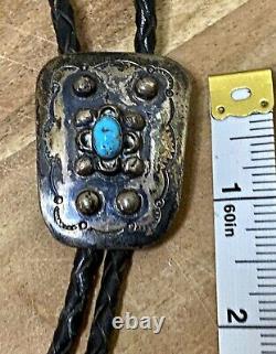 Vintage Early Bennett signed Sterling Silver/Turquoise Navajo Bolo Tie