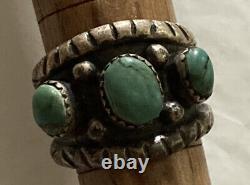 Vintage Early HUGE Native American Navajo Sterling silver Turquoise cluster Ring