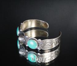 Vintage Early Harvey Era 60's Navajo Sterling Silver Turquoise Cuff