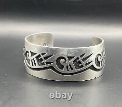 Vintage Early Manuel Hoyungowa Heavy Sterling Silver Claw Tracks Cuff Bracelet