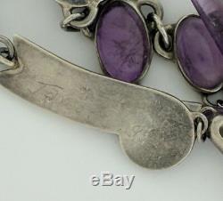 Vintage Early Mexican Sterling Silver Amethyst Necklace 20 Inches Long