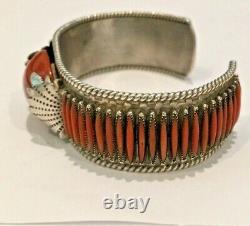 Vintage Early Natiive American Sterling Signed Paloma Zuni Bracelet
