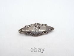 Vintage Early Native American Stamped Silver Brooch, 5.8g