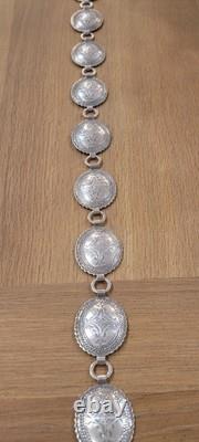Vintage Early Native American Stamped Silver Concho Belt 31