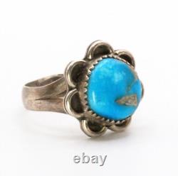 Vintage Early Navajo 60's Sleeping Beauty Turquoise Native American Ring Sz 7
