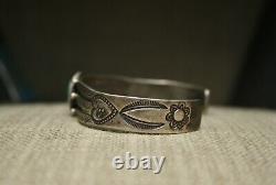 Vintage Early Navajo Ingot Sterling Silver Turquoise Cuff Bracelet c. 1920's