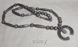 Vintage Early Navajo Naja Necklace Turquoise Sterling Silver 18